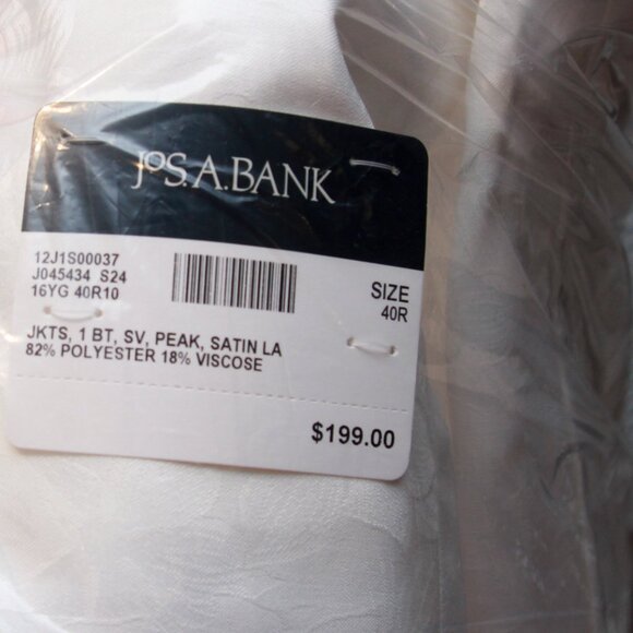 Jos A Bank Dinner Jacket Blazer 40R Tailored Fit Floral Jacquard White E01071 - Picture 6 of 7